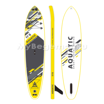 Надувная SUP-доска Сапборд AQUATIC-11,6 SPORT TRAVEL YELLOW COMFORT